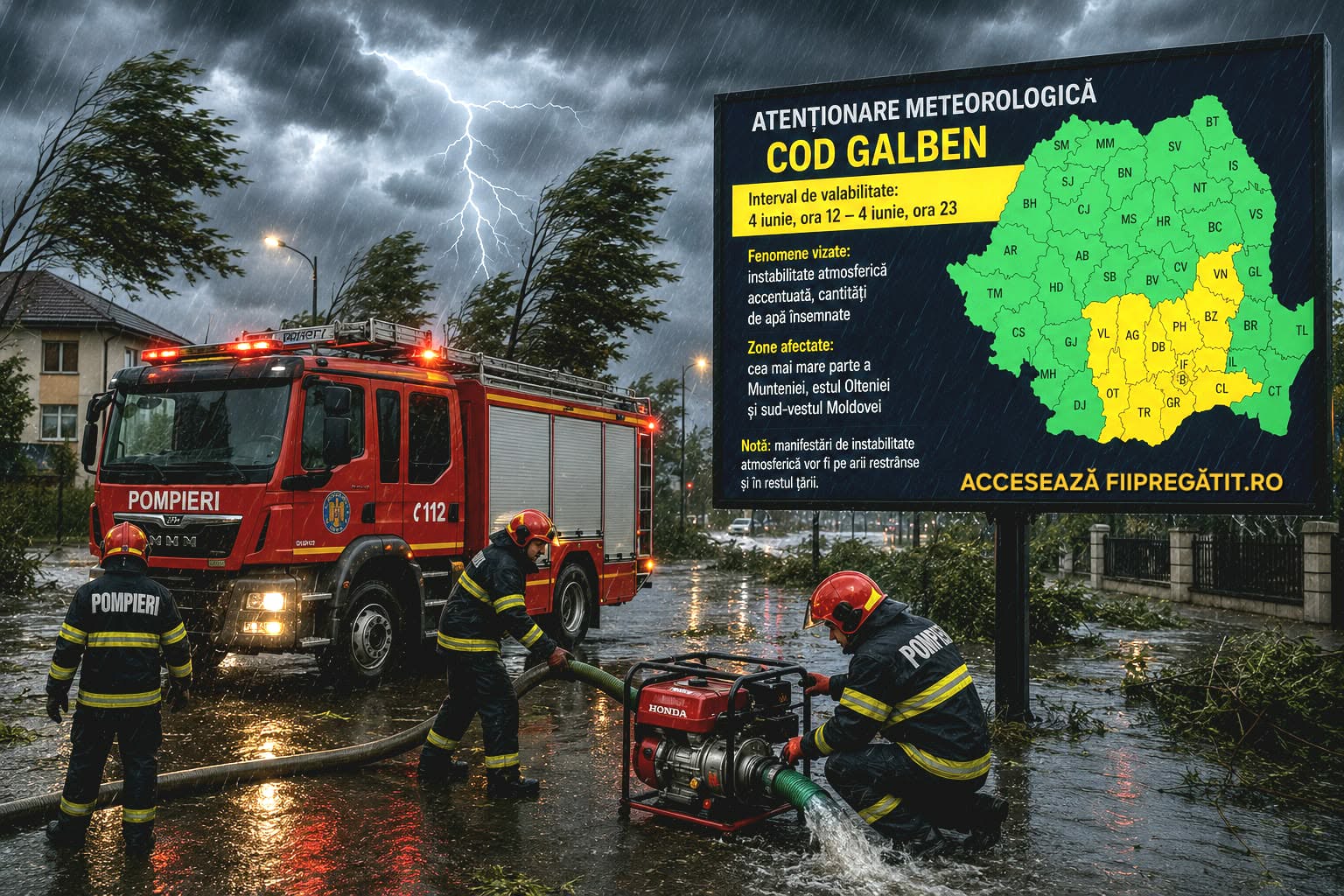 Oltul, sub Cod Galben de averse torenţială, grindină şi vijelii Oltul, sub Cod Galben de averse torenţială, grindină şi vijelii